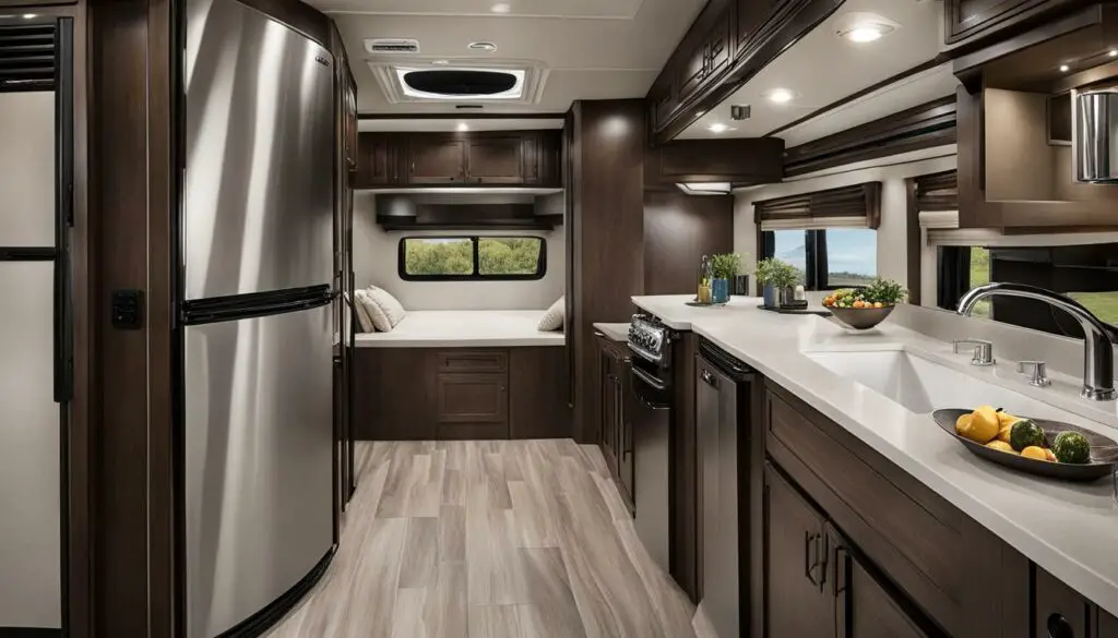 Cameo Fifth Wheel Bathroom and Kitchen